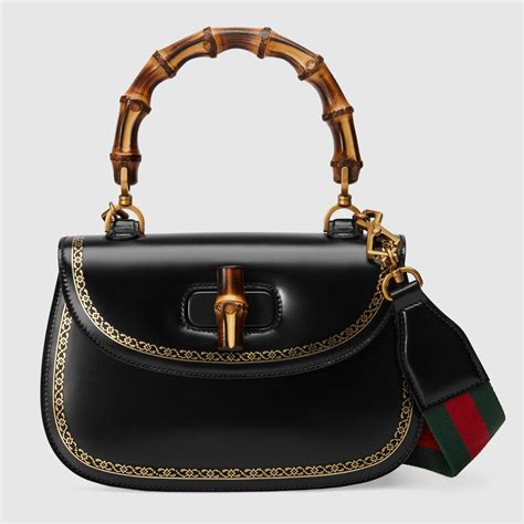 gucci lady bamboo leather top handle bag|Gucci bamboo bag harper's.